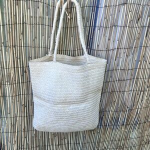 Chic Woven Beige Tote Bag